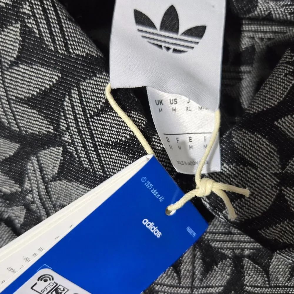 Adidas Originals Denim Monogram Button Long Sleeve‎ Shirt Mens Medium Oversize